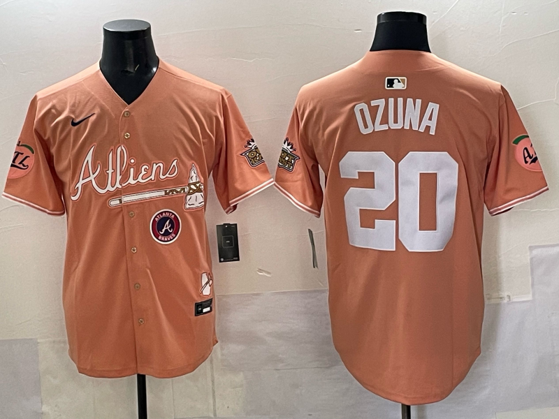 Men Atlanta Braves 20 Ozuna orange 2025 Nike MLB Jersey style 0
